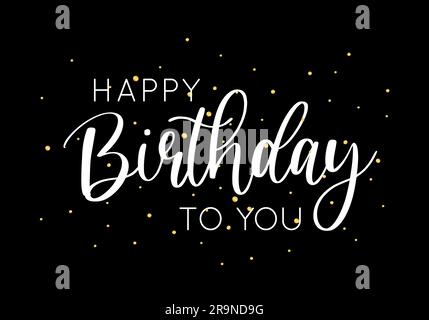 Vector illustration of Happy Birthday handwritten modern brush lettering with golden glitter. Greeting card, invitation, banner, print design isolated Stock Vector