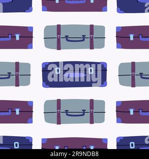 Vector seamless pattern background with colorful suitcases. Trendy design with vintage luggage for fashion textile print, summer travel and tourism Stock Vector