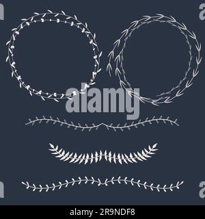 Vector set with floral frames and borders Stock Vector