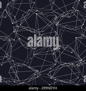 Vector modern seamless pattern with lines and circles. Abstract geometric shapes connecting in nodes. Stock Vector