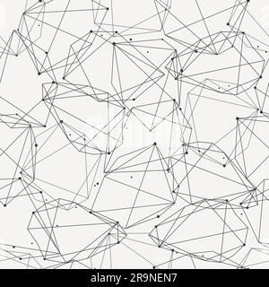 Vector modern seamless pattern with lines and circles. Abstract geometric shapes connecting in nodes. Stock Vector