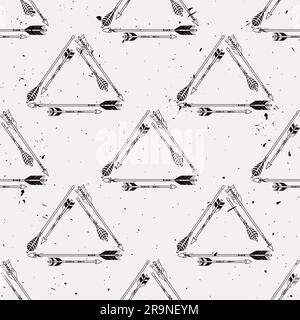 Vector seamless pattern with tribal frames with ethnic arrows. American indian motifs. Boho style. Stock Vector