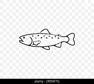 Rainbow trout, trout, fish, animal, fishing and nature, linear graphic design. Food, meal, seafood, fishery, cutthroat and aquaculture, vector design Stock Vector