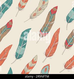 Vector seamless pattern with feathers Stock Vector