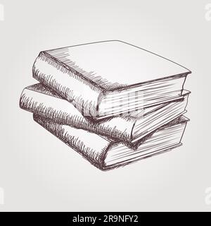 Vector sketch of books stack Stock Vector