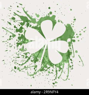Vector illustration of shamrock for St. Patrick's Day with green watercolor splash Stock Vector
