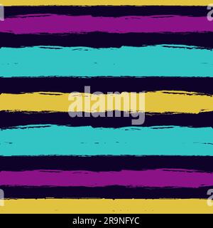 Vector abstract hand drawn seamless pattern with striped geometric and brush painted elements. Textured background for poster, card, textile, wallpape Stock Vector