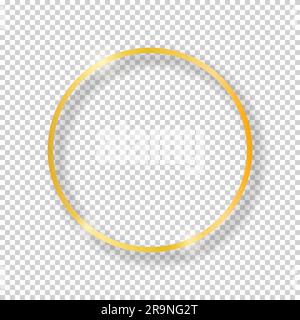Vector golden shiny vintage round frame isolated on transparent background. Luxury glowing realistic oval border Stock Vector