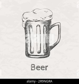 Vector illustration of hand drawn sketch of beer mug Stock Vector