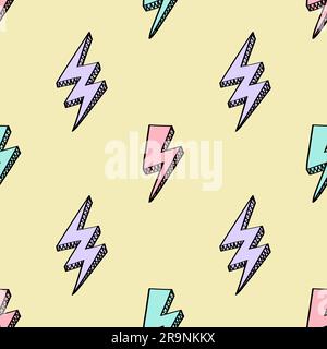 Vector abstract retro pattern with lightning bolts. Trendy thunder background in comics style. Stock Vector