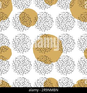 Vector seamless pattern with different round elements. Abstract trendy background. Stock Vector
