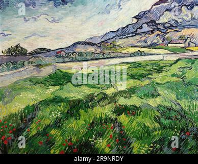 Vincent van Gogh – Green Wheat Field 1889. Stock Photo