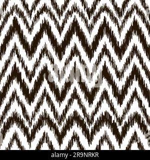 Vector seamless black and white ikat ethnic pattern Stock Vector