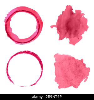 Vector set with different red wine stains isolated on white background. Stock Vector