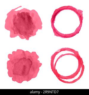 Vector set with different red wine stains isolated on white background. Stock Vector
