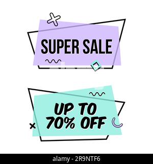 Vector set of trendy flat geometric sale bubbles Stock Vector