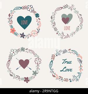 Vector set of colorful floral frames Stock Vector
