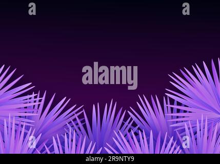 Vector colorful modern illustration with tropical palm leaves and place for text. Trendy night exotic background Stock Vector