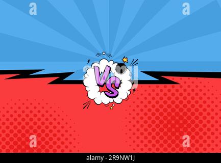 Vector illustration of versus letters with speech bubble, bomb explosive in comic pop art style Stock Vector