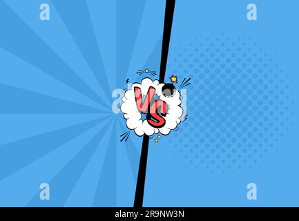 Vector illustration of versus letters with speech bubble, bomb explosive in comic pop art style Stock Vector