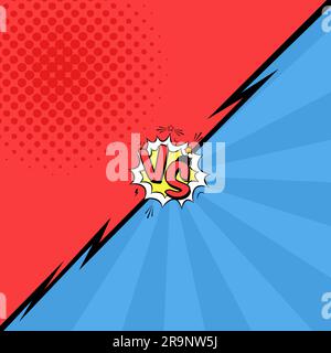 Vector illustration of versus letters with speech bubble, bomb explosive in comic pop art style Stock Vector
