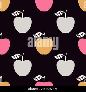 Vector seamless pattern with apples. Scandinavian design Stock Vector