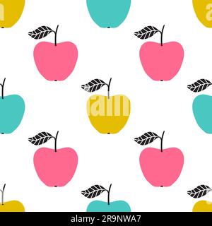 Vector seamless pattern with apples. Scandinavian design Stock Vector