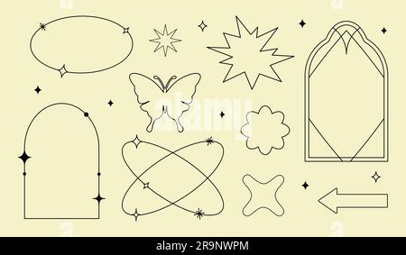 Groovy Elements Set In Retro Hippie Style 70s Geometric Abstract Vector Stickers  Disco Ball Rock Hand Fire Shoe Stock Illustration - Download Image Now -  iStock