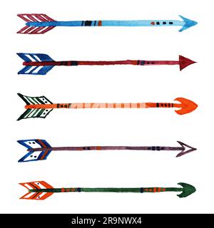 Vector set of grunge watercolor ethnic arrows Stock Vector