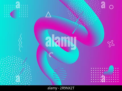 Vector geometric background with modern fluid shapes. Dynamical abstract gradient flowing forms. Stock Vector