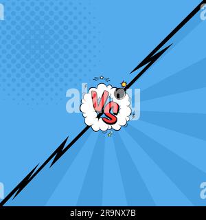 Vector illustration of versus letters with speech bubble, bomb explosive in comic pop art style Stock Vector