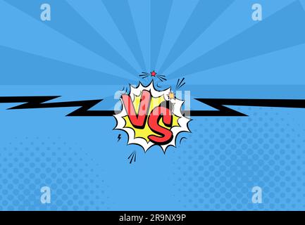 Vector illustration of versus letters with speech bubble, bomb explosive in comic pop art style Stock Vector