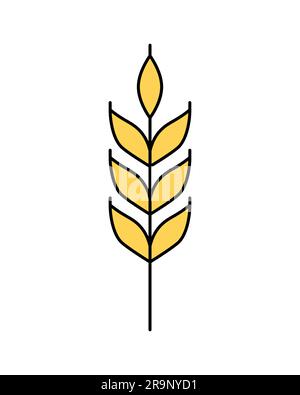 Vector linear icon of wheat ear isolated on white background. Emblem, logo design, symbol illustration of farm whole grain for bakery, organic bio pro Stock Vector