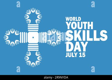 World Youth Skills Day Vector illustration. July 15. Holiday concept. Template for background, banner, card, poster with text inscription. Stock Vector