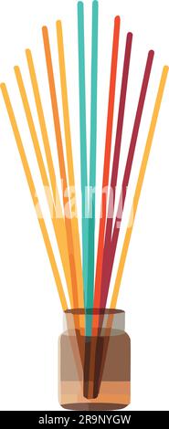 Multi colored plastic straws in a fun over white Stock Vector