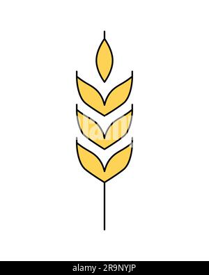 Vector linear icon of wheat ear isolated on white background. Emblem, logo design, symbol illustration of farm whole grain for bakery, organic bio pro Stock Vector