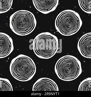 Vector grunge seamless pattern with tree rings. Modern rustic design. Stock Vector