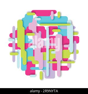 Vector modern composition made of various rounded shapes in color. Abstract geometric background. Stock Vector