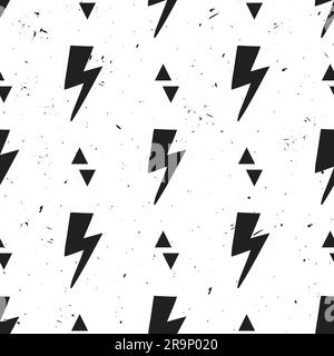 Vector abstract hipster grunge pattern with lightning bolts and triangles. Trendy thunder background. Stock Vector