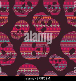 Fashion seamless pattern background with skulls and cross bones. Vector ...