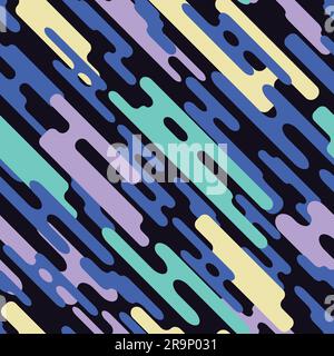 Vector seamless pattern with various rounded shapes in motion. Abstract dynamic background with geometric elements. Stock Vector