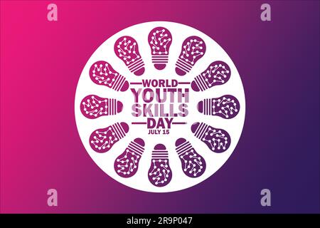 World Youth Skills Day Vector illustration. July 15. Holiday concept. Template for background, banner, card, poster with text inscription. Stock Vector