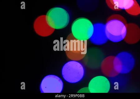 City light blur bokeh, defocused background. Stock Photo