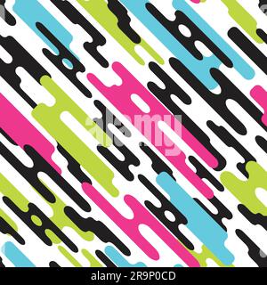 Vector seamless pattern with various rounded shapes in motion. Abstract dynamic background with geometric elements. Stock Vector