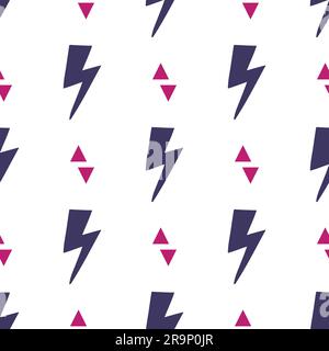 Vector abstract hipster pattern with lightning bolts and triangles. Trendy thunder background. Stock Vector