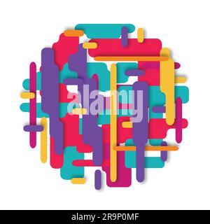 Vector modern composition made of various rounded shapes in color. Abstract geometric background. Stock Vector