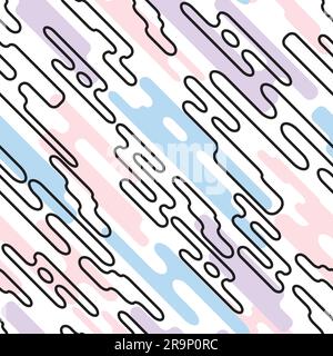 Vector seamless pattern with various rounded shapes in motion. Abstract dynamic background with geometric elements. Stock Vector