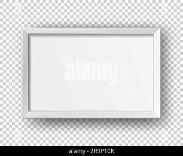 Vector realistic square empty picture frame. Mockup template with white frame boarder isolated on transparent background. Stock Vector