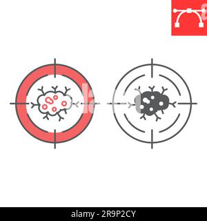 Targeted therapy line and glyph icon, oncology and treatment, cancer therapy vector icon, vector graphics, editable stroke outline and solid sign, eps Stock Vector