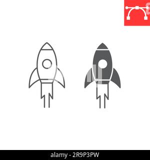 Rocket line and glyph icon, solution and business, startup vector icon, vector graphics, editable stroke outline sign, eps 10. Stock Vector